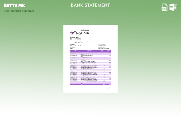 модерен стил Алжир Natixis Algerie банкарски извод шаблон ексел